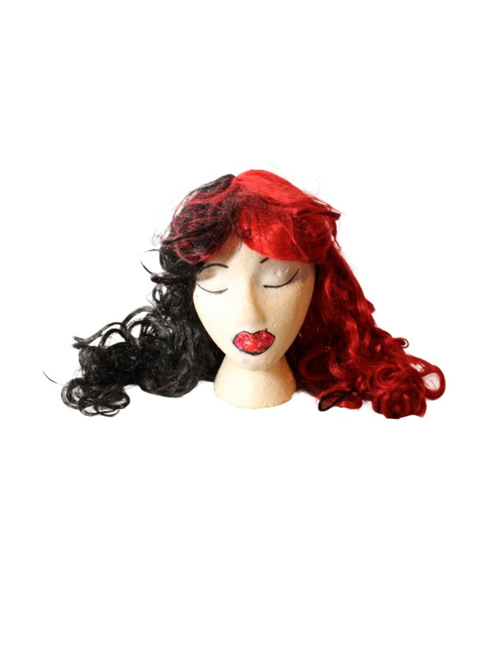 Black and Red Costume Wig Harley Quinn Clown OSFM